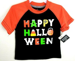 Toddler Boys Black &amp; Orange Happy Halloween T-Shirt Top Spiders Webs Bones 2T - £8.40 GBP