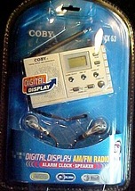 AM/FM  RADIO CX53 with  ALARM CLOCK, SPEAKER &amp; Earphones by COBY  - $10.00
