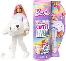 Barbie Cutie Reveal Doll with Blonde Hair &amp; Lamb Costum 10 Suprises Mini Pet NEW - £22.99 GBP