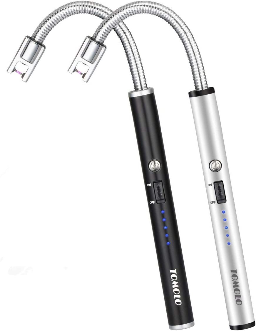 Tomolo Lighter, Rechargeable Candle Lighter Grill, Black&amp;Silver, Pack Of 2 - $26.99