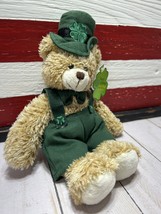 VTG EUC Plushland March Of Dimes St Patrick&#39;s Day Shamrock Teddy Bear 9&quot; Plush - £15.69 GBP