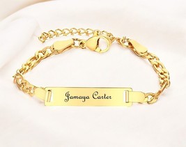 18K Gold Filled Personalized Baby ID Bracelet,  Custom Name Boy or Girl ... - $319.70 MXN