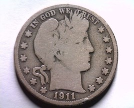 1911 Barber Half Dollar Good / Very Good G/VG Nice Original Coin Bobs Coins - £18.90 GBP