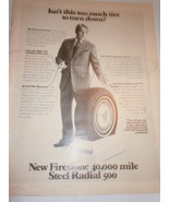Vintage Firestone 40,000 Mile Steel Radial 500 Print Magazine Advertisem... - €6,11 EUR