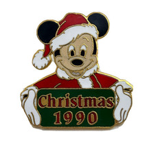 Disney Mickey Mouse Santa Christmas 1990 Cartoon Lapel Hat Pin Pinback - £6.33 GBP