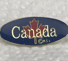 Canada Pin Maple Leaf Gold Tine Enamel Blue Vintage - £10.28 GBP