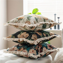 18 x 18 in Vintage Floral Jacquard Throw Pillow Covers Sofa Bed Cushion Covers  - £15.79 GBP