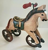 ANTIQUE VINTAGE HAND-CARVED WOODEN HORSE TRICYCLE image 3