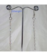 Sparkling Clear Swarovski Crystal Dangle Silver Plate Earrings - £11.14 GBP