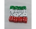 Lot Of (16) Very Tiny Green White Red D6 Dice With Black/White Pips 2/8&quot; - $27.71
