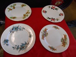 Beautiful Set Of 4 Vintage Clarence Fine China Sandwich PLATES-different Flowers - £12.25 GBP
