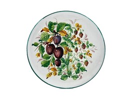 13.5&quot; Round Platter Serving Plate Art Handpainted Italy Numbered 239 Plums  - $26.05