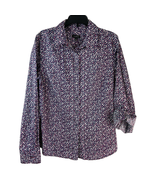 Talbots Button Front Shirt Womens 8 Long Roll Tab Sleeves Collared Flora... - £10.75 GBP