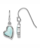 Sterling Silver Rhodium Plated Larimar Heart Dangle Earrings - €122,69 EUR