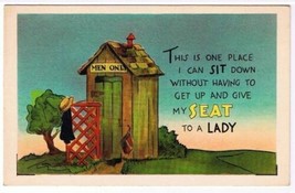 Comic Postcard One Place I Can Sit And Not Give My Seat To A Lady Outhouse - £1.69 GBP