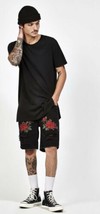 Men&#39;s Pacsun Rose Embroidered Distressed Denim Shorts,  Size 36 - New! - £23.52 GBP