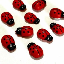 50 Wooden Miniature Ladybug Beetles Fairy Garden Plant Pots Craft Supply 1/2&quot; - £14.77 GBP