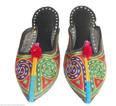 Women Slippers Mojari Indian Handmade Flip-Flops Traditional Clogs Flat ... - £35.95 GBP