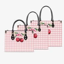 Women&#39;s Tote Bag - Rockabilly - Cherries Pink Plaid - £47.35 GBP+