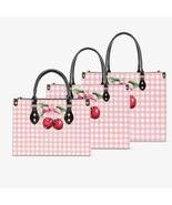 Women&#39;s Tote Bag - Rockabilly - Cherries Pink Plaid - £46.95 GBP+