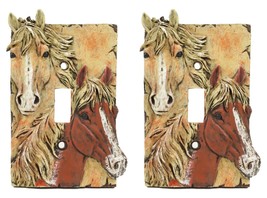 Rustic Western Chestnut Palomino Horses Single Toggle Switch Plate Cover 2pc Set - £19.65 GBP