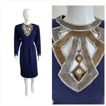 Vtg Saks Fifth Cutout Sexy Embellished Sweater Dress DON SAYRES x WELLMO... - $64.35