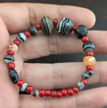 Antique Ancient Agate with Venetian White Heart Beads Bracelet #JN-BR1 - €119,02 EUR