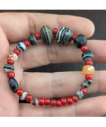 Antique Ancient Agate with Venetian White Heart Beads Bracelet #JN-BR1 - €119,02 EUR