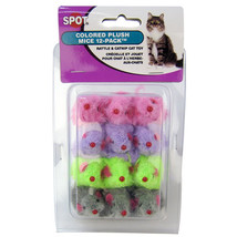 Spot Colored Plush Mice Cat Toy with Rattle and Catnip 72 count (6 x 12 ... - $65.22