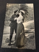 Affectionate Couple Kissing Germany Postcard 1908 Posted Trees Dirt Road - $23.75