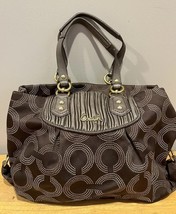 COACH Ashley H1282-F20056 Satchel/Tote Bronze Brown Dotted Op Art Gathered - $1,383.83 MXN