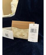 COACH Slim ID Card Case In Signature Canvas Light Khaki Light Saddle CH415 - $726.34 MXN