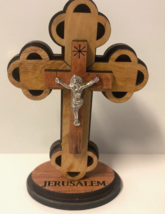 Cross of Olive Wood &amp; Mother of Pearl 3.75&quot; New from  Bethlehem - $10.88