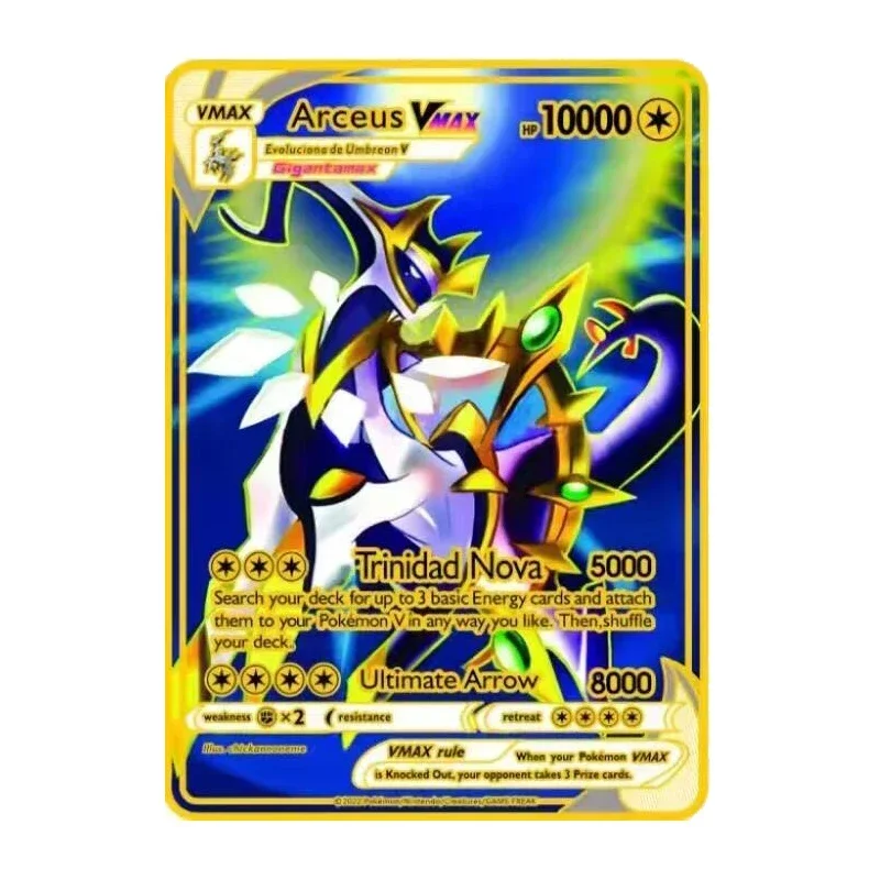 Pokemon 1000HP Arceus Gold Metal Card Toys EX GX VMAX Anime Figure Pikachu - £8.89 GBP+