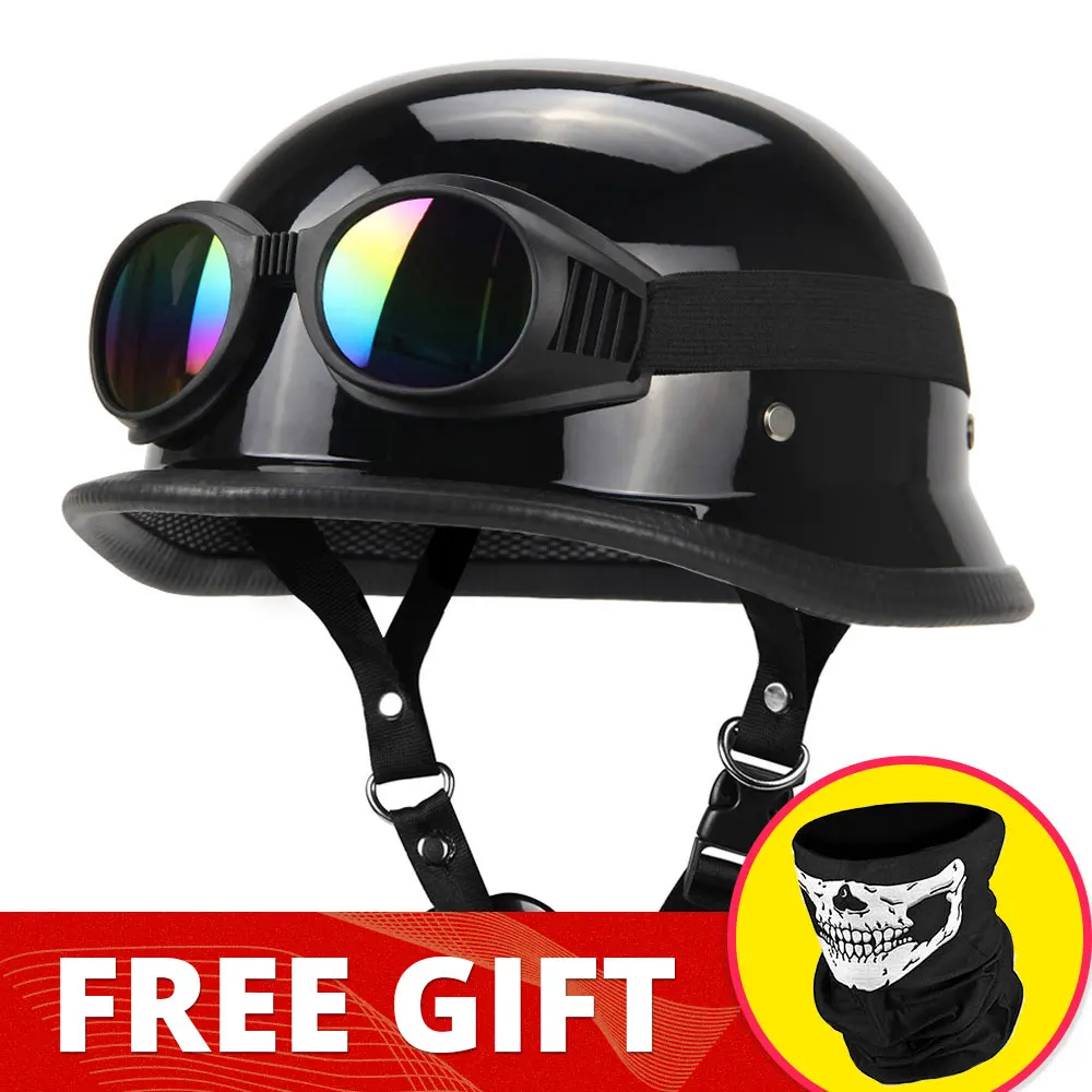 Motorcycle Helmet German Leather  Vintage Casco Moto Motorcycle Open Face Retro  - £149.70 GBP
