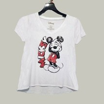 Mickey Mouse Womens Shirt Large Short Sleeve White Cartoon Walt Disney - £10.65 GBP
