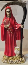 GRIM REAPER SANTA MUERTE OWL MONEY SCYTHE GLOBE BALL SKULL FANTASY FIGUR... - £31.57 GBP