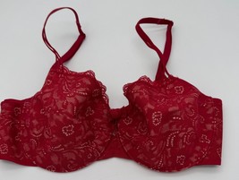 Soma Enticing Lift Balconet Bra Cherry Red Floral Print Underwire Women&#39;... - $19.59