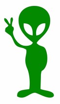Alien Peace Sign (4&quot; Green) Space Friends UFO Vinyl Decal Sticker - $4.94