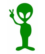 Alien Peace Sign (4&quot; Green) Space Friends UFO Vinyl Decal Sticker - $6.89 CAD