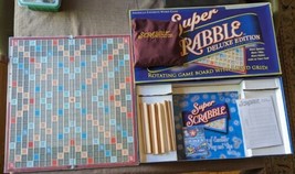 Super Scrabble Deluxe Edition Rotating Board Raised Grid Game 2006 100% ... - $72.55