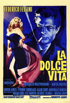 LA DOLCE VITA Movie Poster 27x40 in Fellini Mastroianni Anita Ekberg 61x90 cm - £27.45 GBP