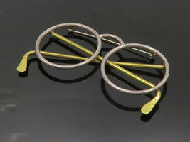 925 Sterling Silver - Vintage Two Tone Eye Glasses Motif Brooch Pin - BP8221 - £95.31 GBP