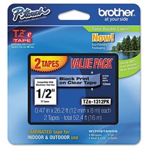 Brother P-Touch TZE1312PK Standard Adhesive Laminated Labeling Tapes, 1/2&quot;w, - £15.77 GBP