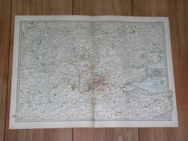 1897 Original Antique Map Of Vicinity Of London / England - £25.14 GBP