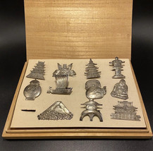 Japanese Sterling Figural Place Card Placeholder Oriental SET Of 11 in Orig. Box - £143.33 GBP