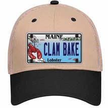 Clam Bake Maine Lobster Novelty Khaki Mesh License Plate Hat - £23.17 GBP