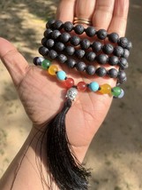 8 mm Rnd 108+1 Perles Lave Originale + Chapelet Jaap 7 Chakra, Japa Mala,... - £18.85 GBP