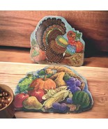 Set 2 Vintage Thanksgiving Placemats Reversible Laminated Fall Harvest 1... - $11.75