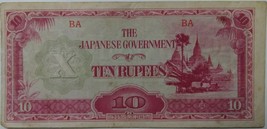 The Japanese Government 10 Rupees Banknote - £1.54 GBP